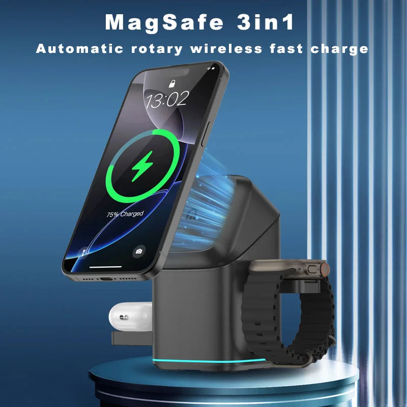 3-in-1 Drehbares MagSafe Ladegerät iPhone iWatch AirPods