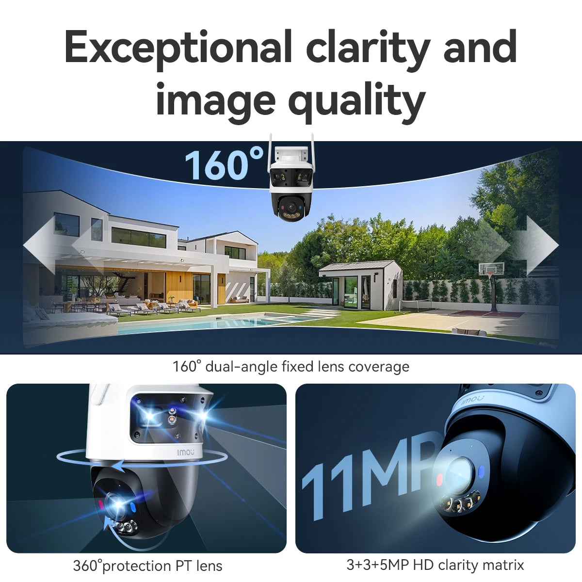 3-fach Objektiv PTZ WiFi Außenkamera mit Warnlicht