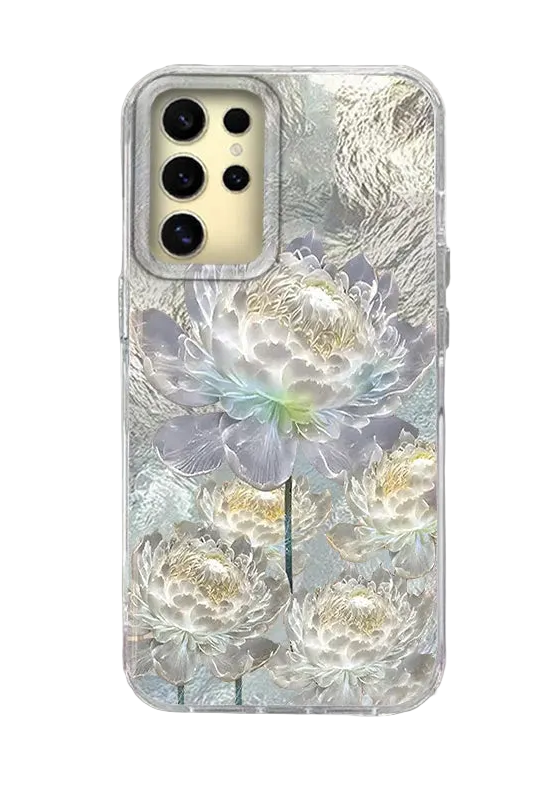 Weiße Lotus Floral Hülle für Samsung Galaxy S25