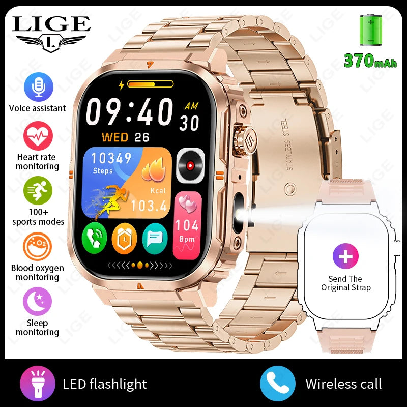 LIGE Outdoor Smartwatch mit LED & BT-Anruf 2024