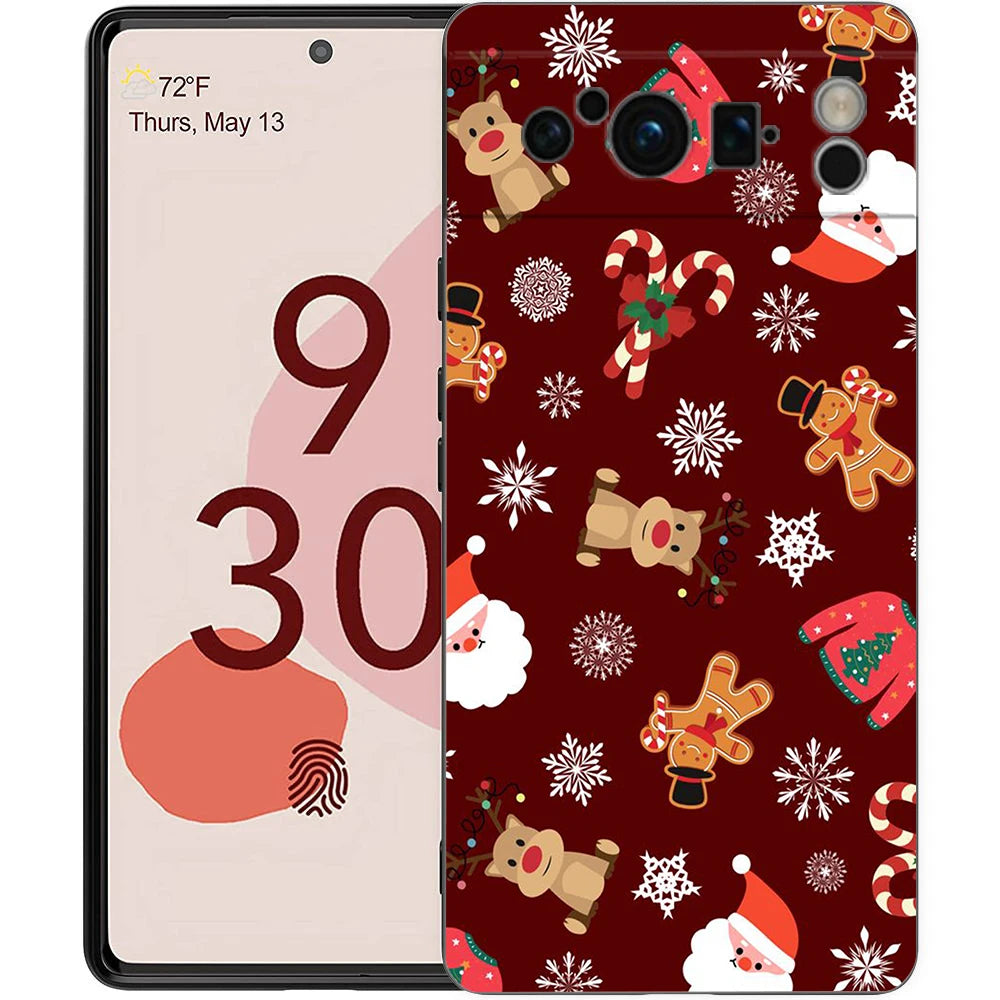 Pixel 9 8 Case Cartoon Silicone TPU Half Wrap Christmas Case