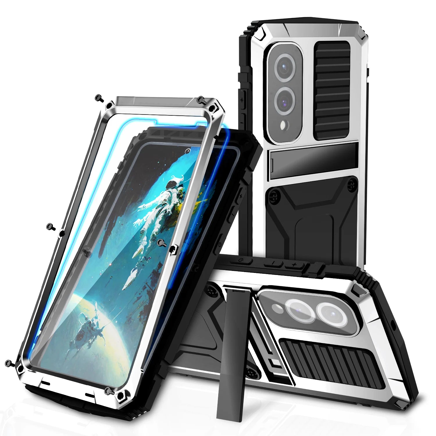 Metal shockproof case with glass for Samsung