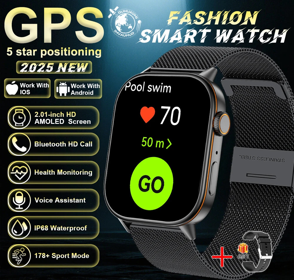 Robuste 2025 Militär GPS Smartwatch mit Taschenlampe & Bluetooth-Anruf für Android & iOS