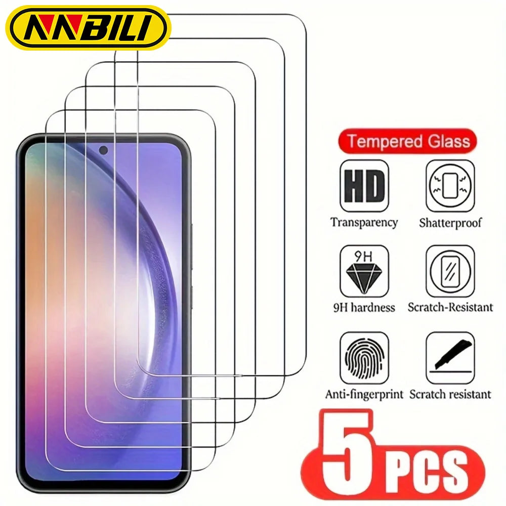 5-pack tempered glass screen protectors for Samsung A12–A72 S10E