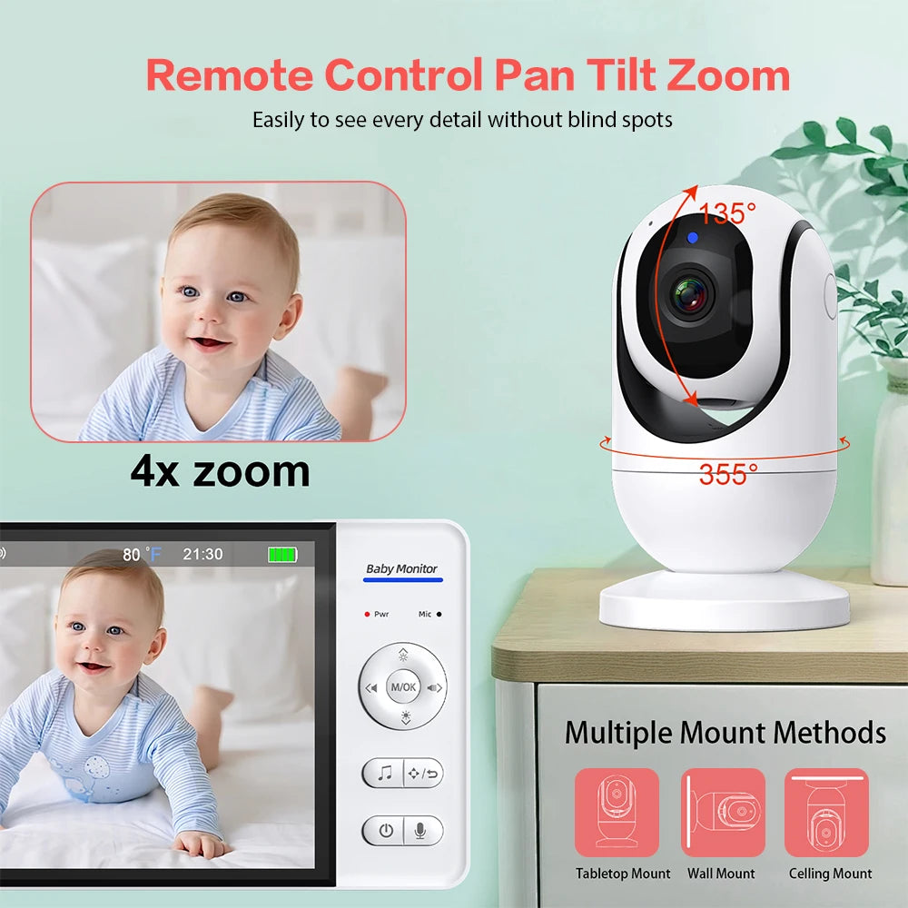 7'' Kabelloser HD Baby Monitor mit 4X Zoom