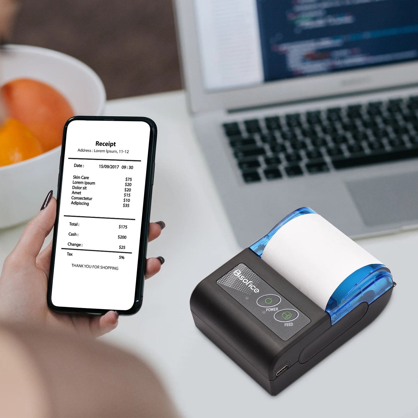 Bisofice Mobiler 58mm Quittungsdrucker für Restaurants
