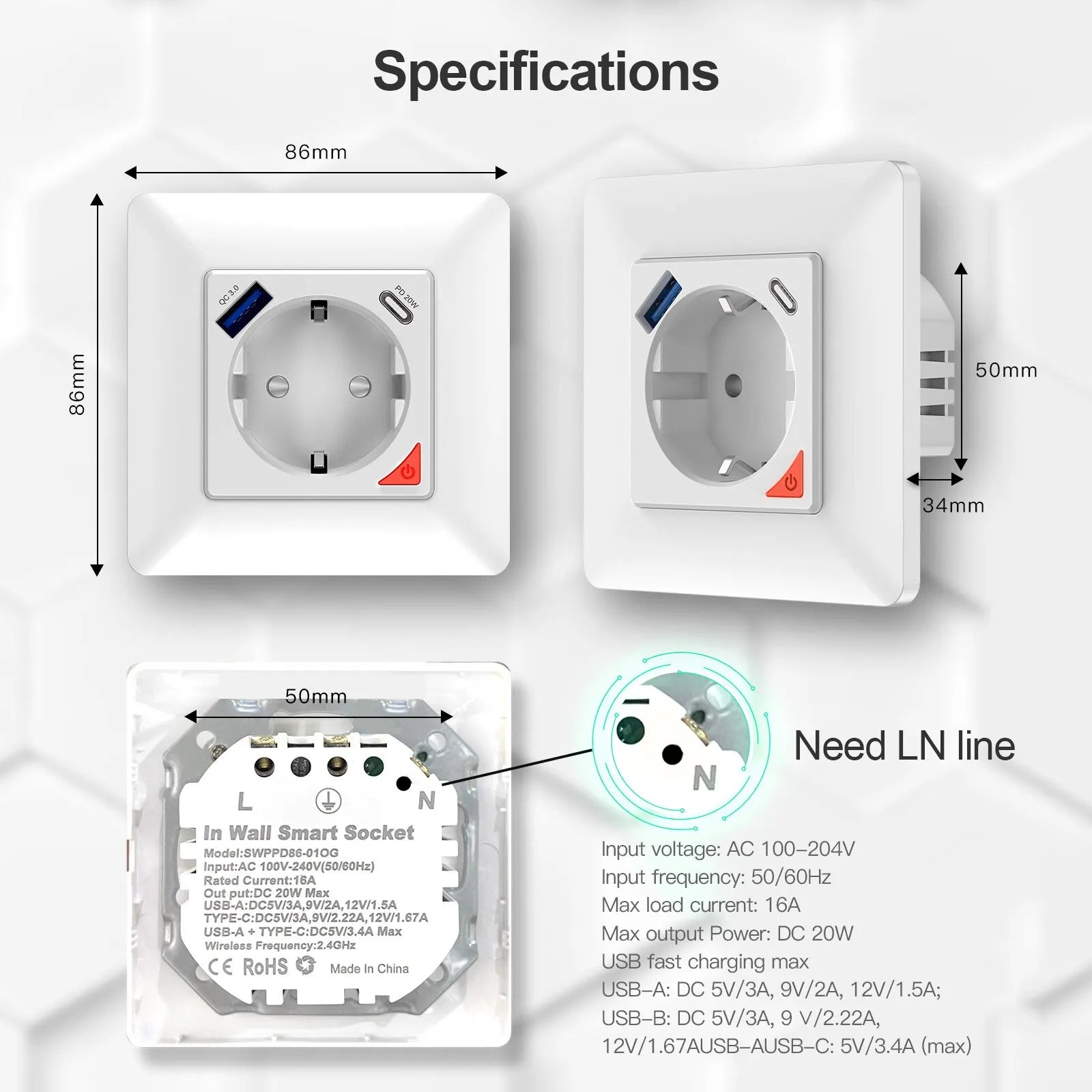 Tuya WiFi 16A EU Steckdose Smart Plug Timer