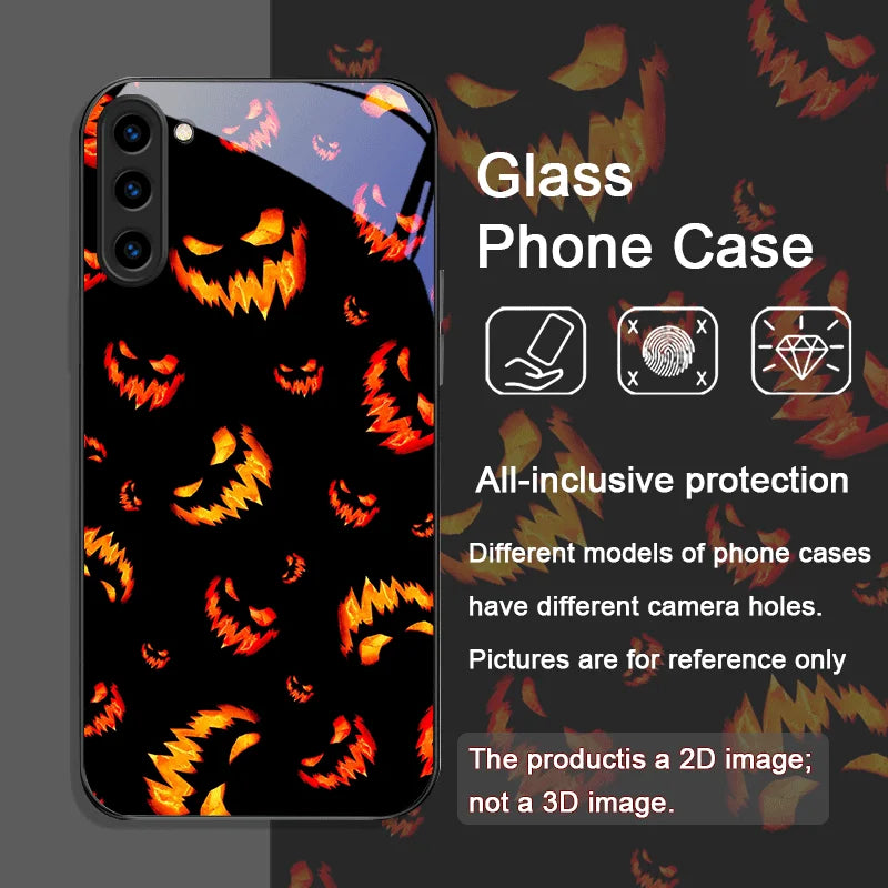 Halloween Kürbis Glas Hülle für Galaxy S25–S23