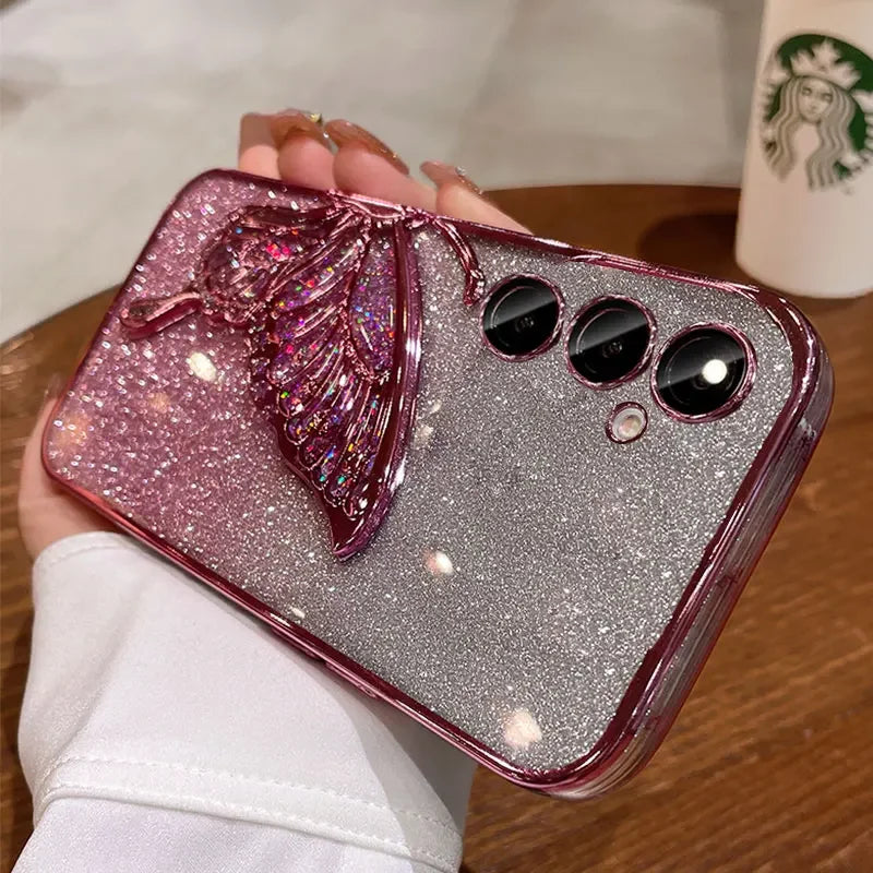 Schmetterling Glitzer Hülle für Samsung S25