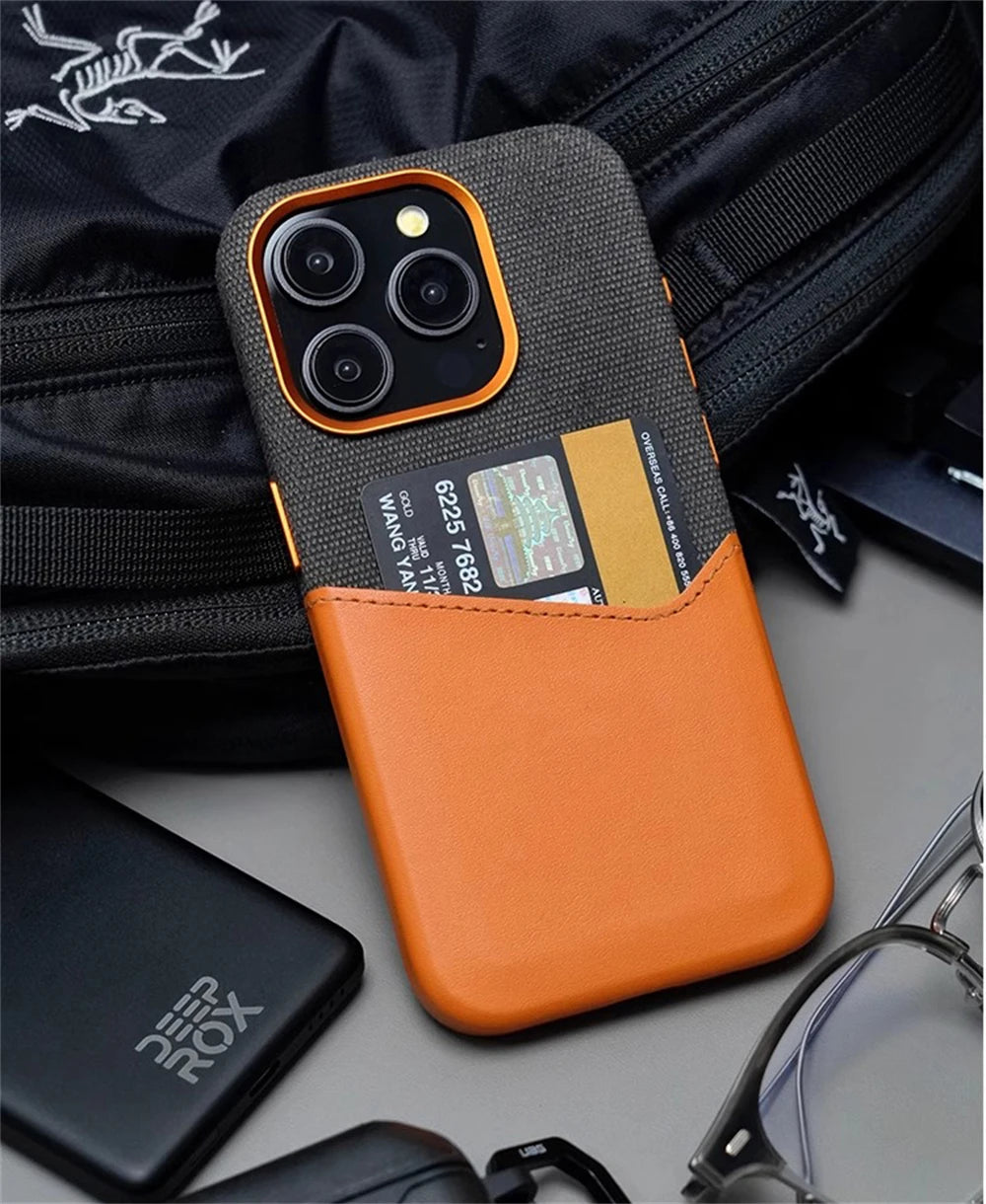Magnetische PU-Leder Visitenkartentasche für iPhone 17 – MagSafe