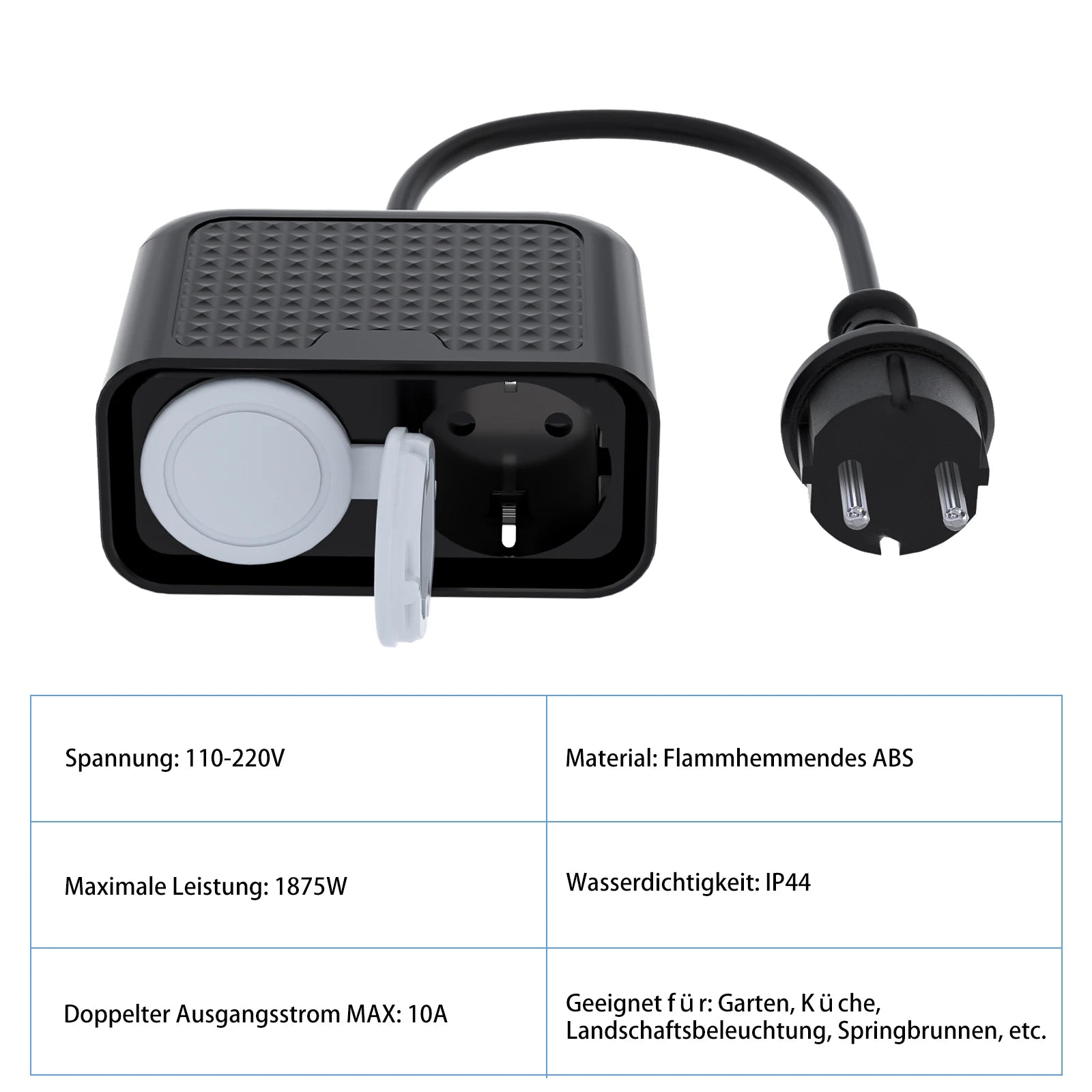 WLAN Außensteckdose IP44 mit Fernsteuerung und Sprachsteuerung