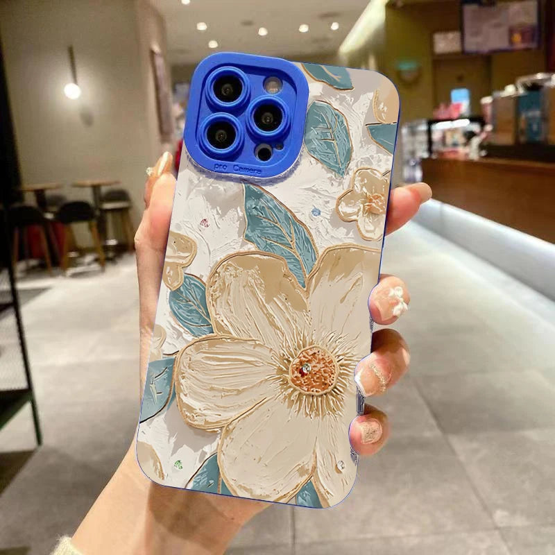 Ölmalerei Blumen Matte Hülle für iPhone 17