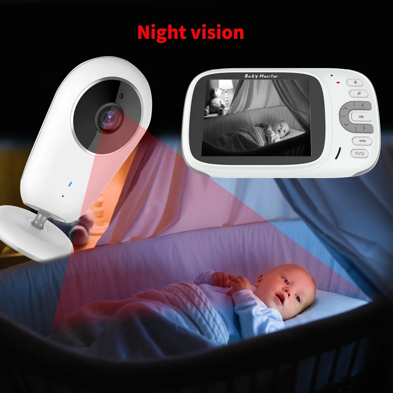 VB609 Smart Baby Monitor 3.2 inch Color LCD Camera