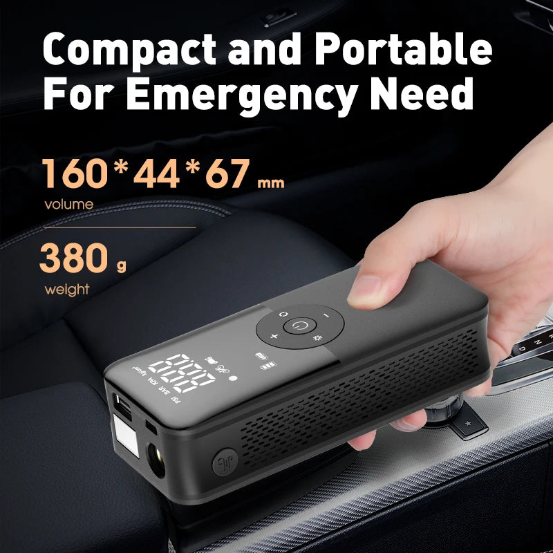 Rechargeable air pump with display and battery, portable