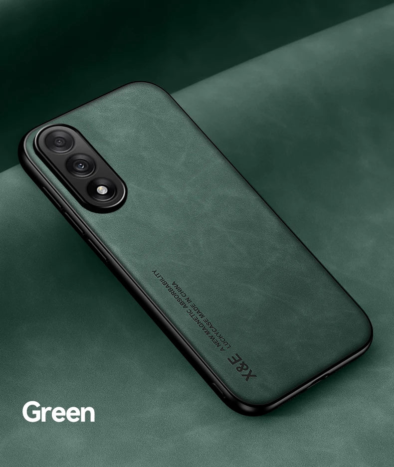 Magnetic sheepskin leather case for Galaxy S25–S9 Plus