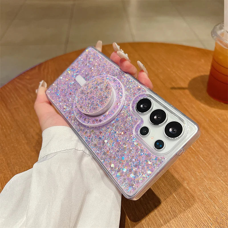Glitzer Luxus Magnet Hülle für Samsung S25 Ultra
