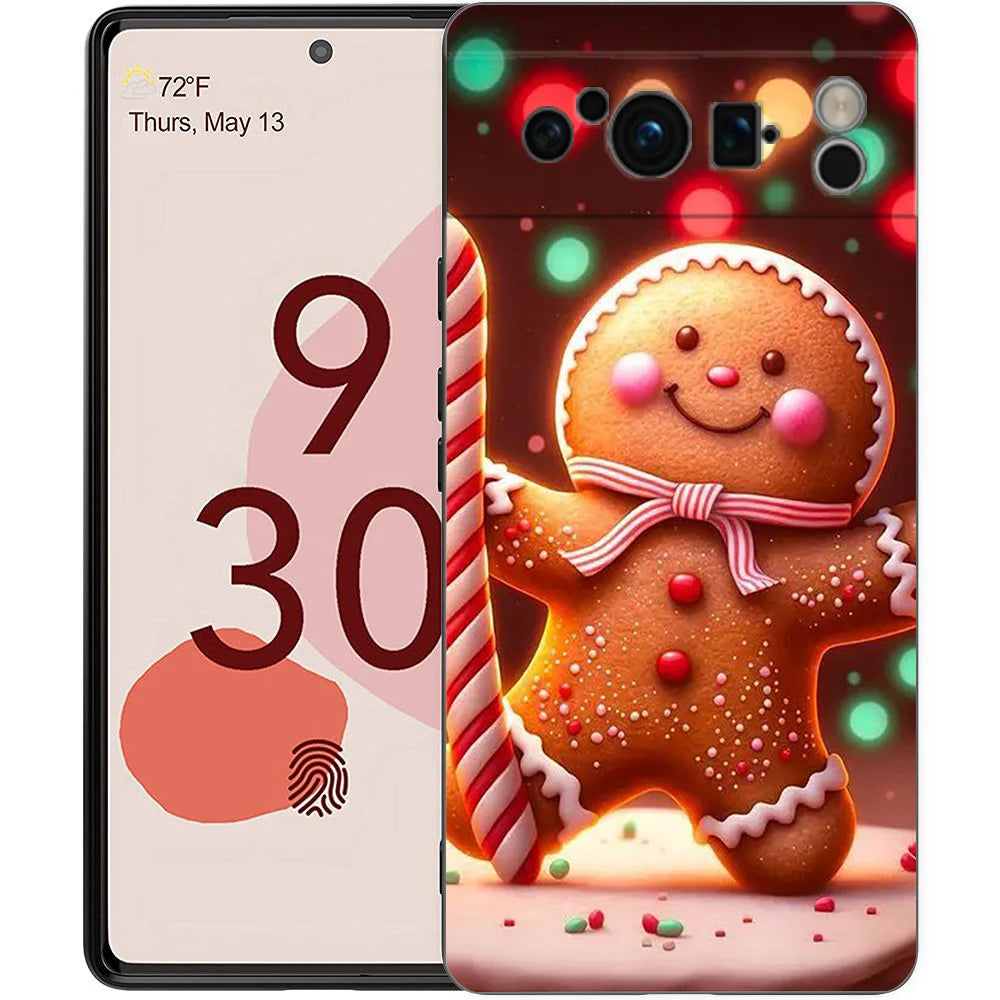 Pixel 9 8 Case Cartoon Silicone TPU Half Wrap Christmas Case