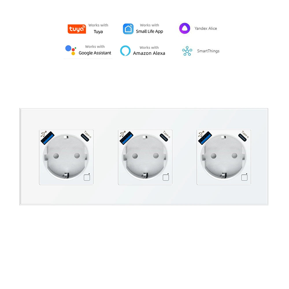 Smart WiFi socket EU USB Type-C Timer Alexa