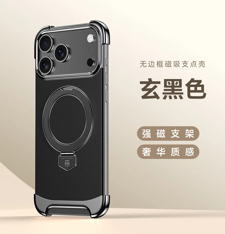 Magnetische Lederhülle mit Metallrahmen für iPhone 17
