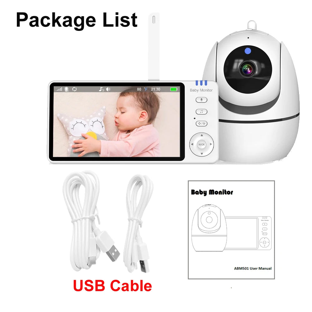 5-inch video baby monitor with PTZ camera and night vision