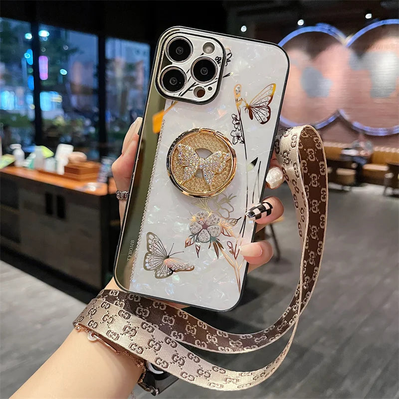 Luxus Glitter Diamant Ringhalter Hülle für iPhone 17