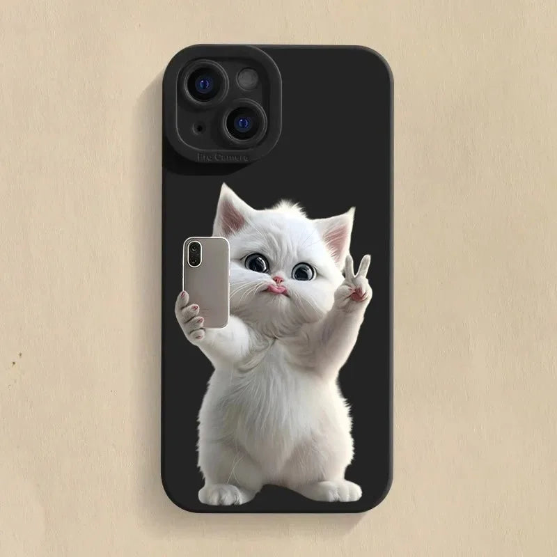 Süße Katzen Silikon Handyhülle iPhone Stoßfest Softcover