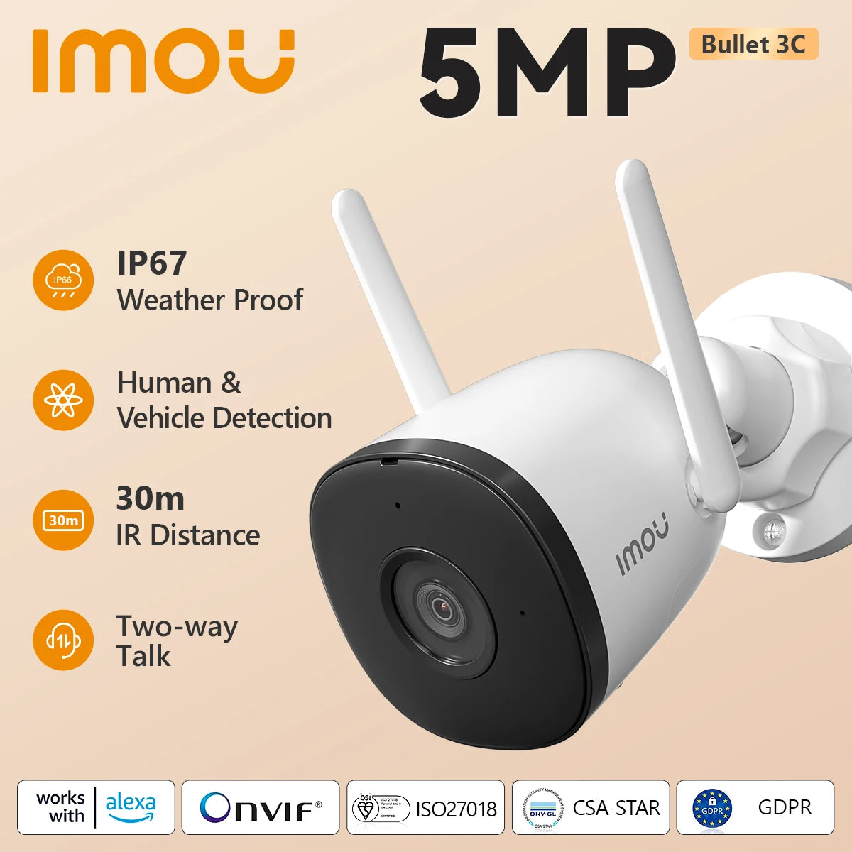 Imou Bullet 3C 3MP/5MP WiFi IP Kamera AI