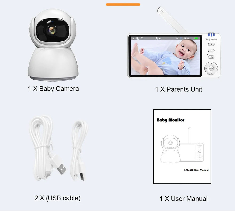 5-Zoll HD Baby Monitor mit Nachtsicht & 2-Wege Audio