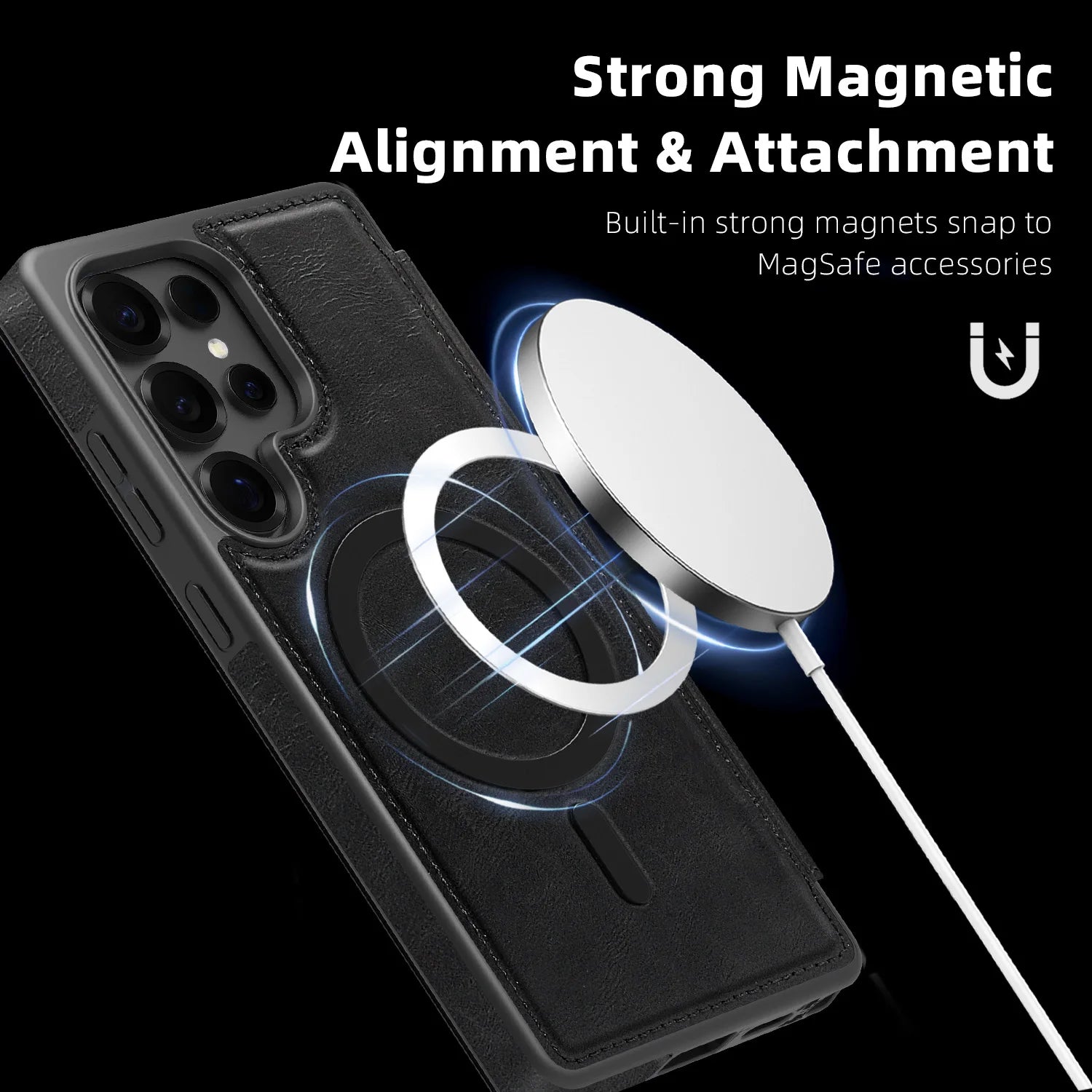 Luxus Lederhülle mit RFID & MagSafe für Galaxy S25