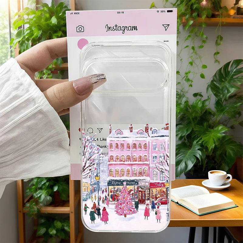 Schöne Winter Handyhülle mit Weihnachtslandschaft für Google Pixel