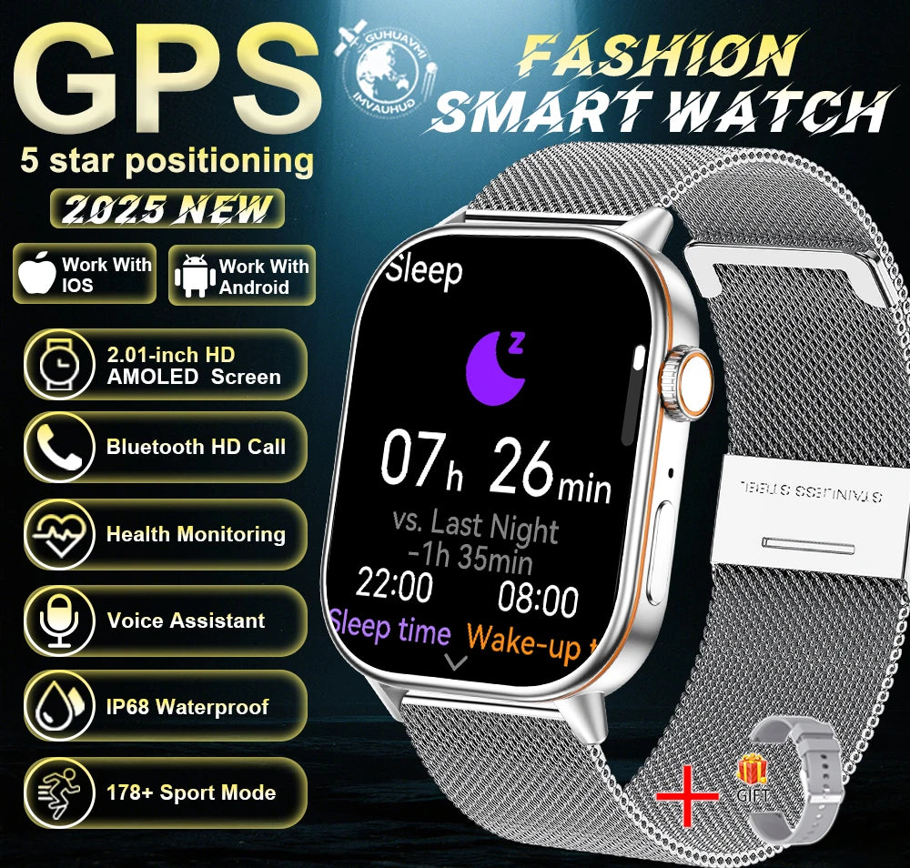 Robuste 2025 Militär GPS Smartwatch mit Taschenlampe & Bluetooth-Anruf für Android & iOS