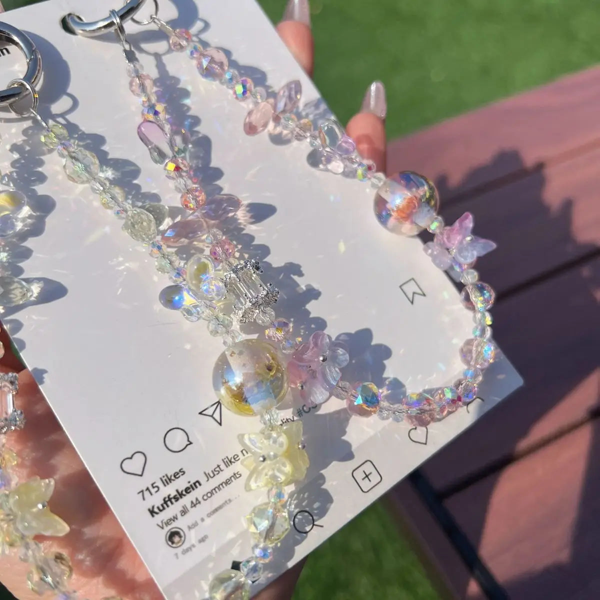 Kristall-Handy Lanyard mit Schmetterling – Damenstil