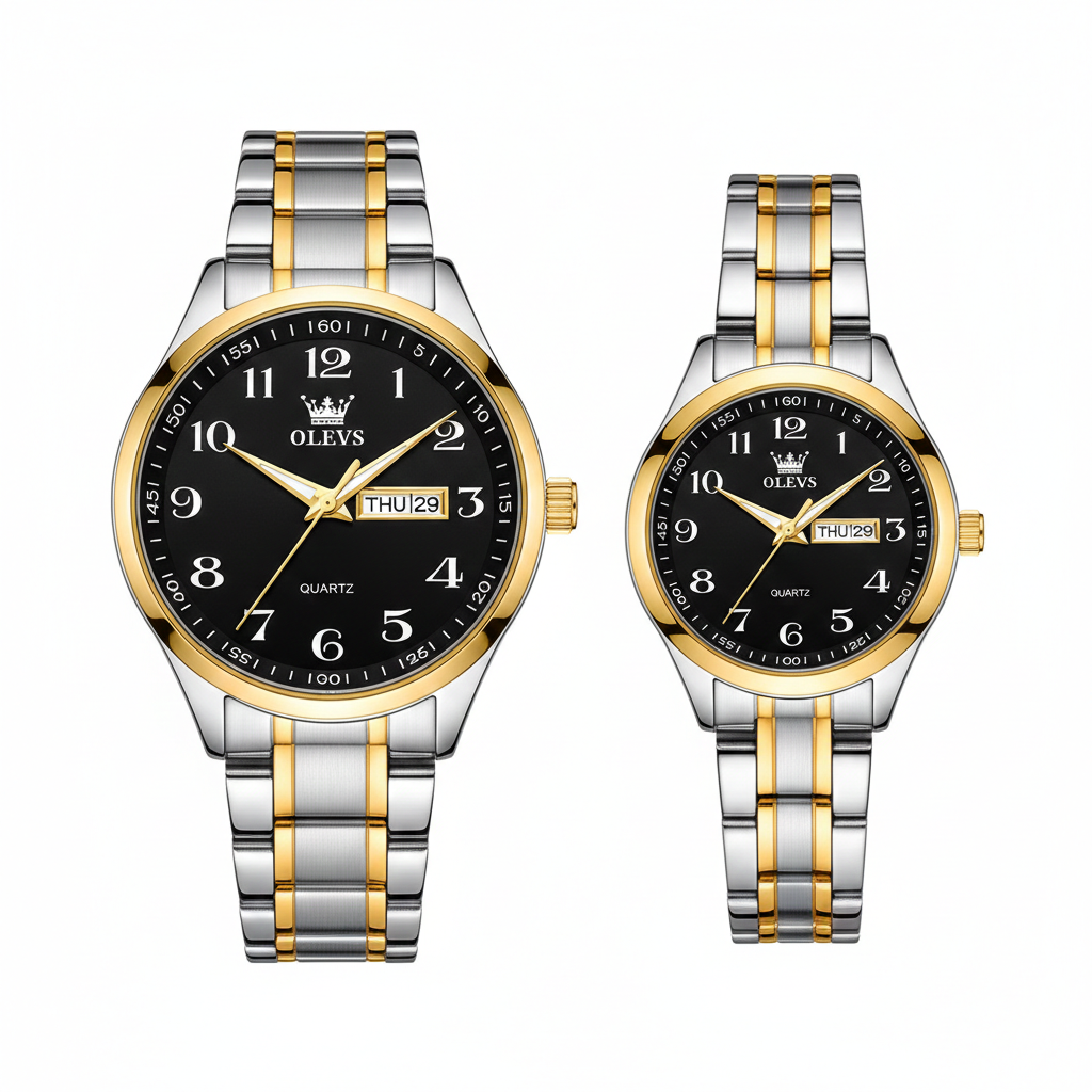 Luxus Herren-Uhr – Edelstahl Quarz Armbanduhr mit Kalender, Wochentag Anzeige und Wasserdicht