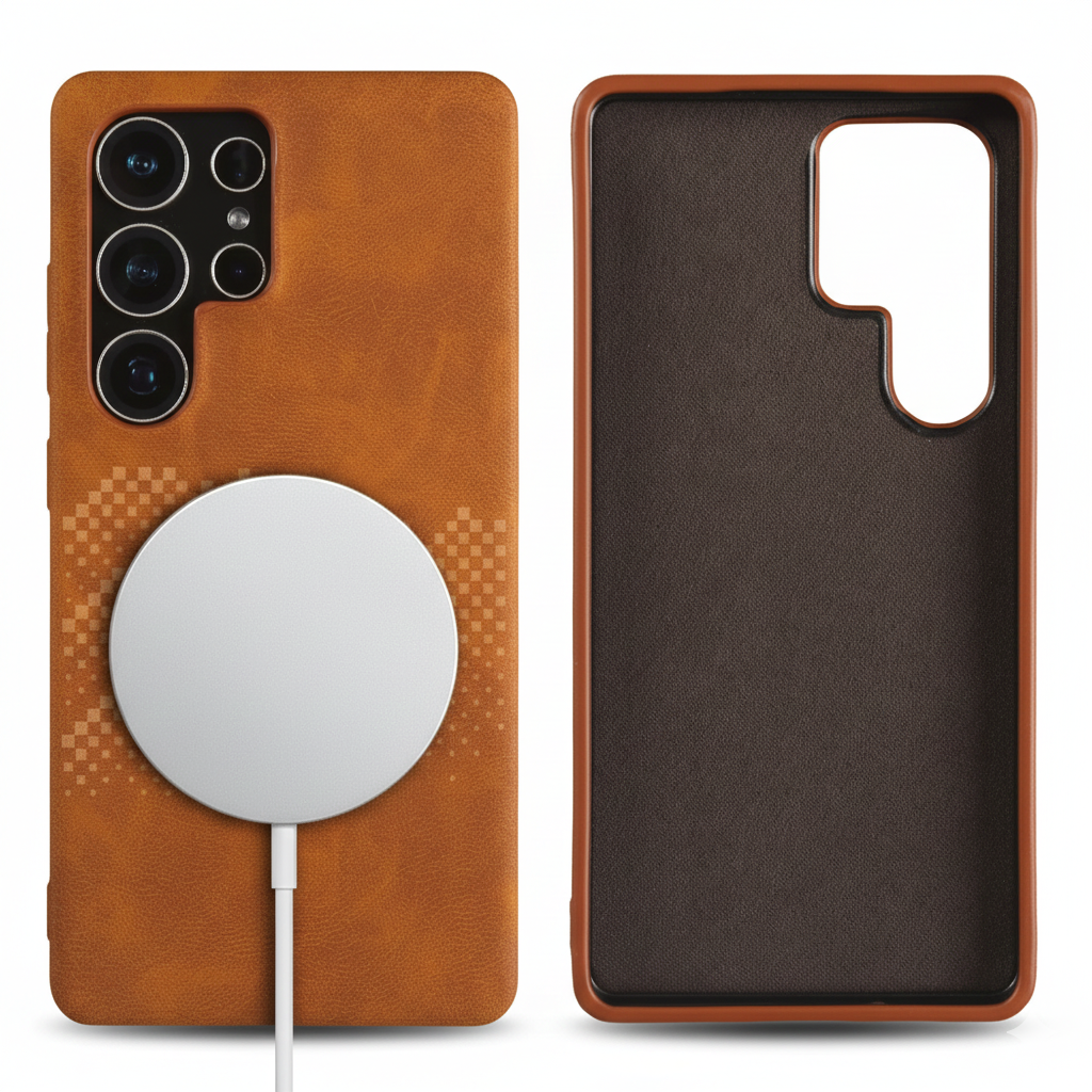 Luxury Leather Magsafe Case for Samsung S25 Ultra