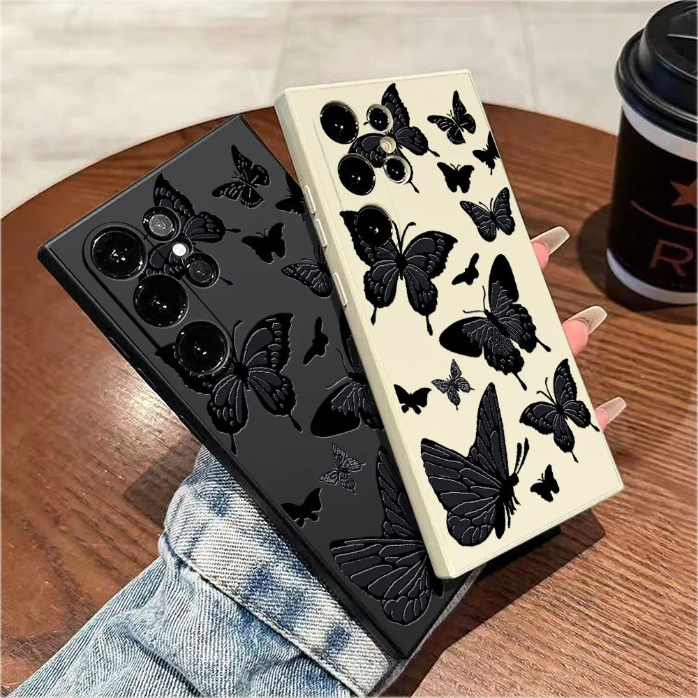 Schmetterling Hülle Schwarz für Samsung Galaxy