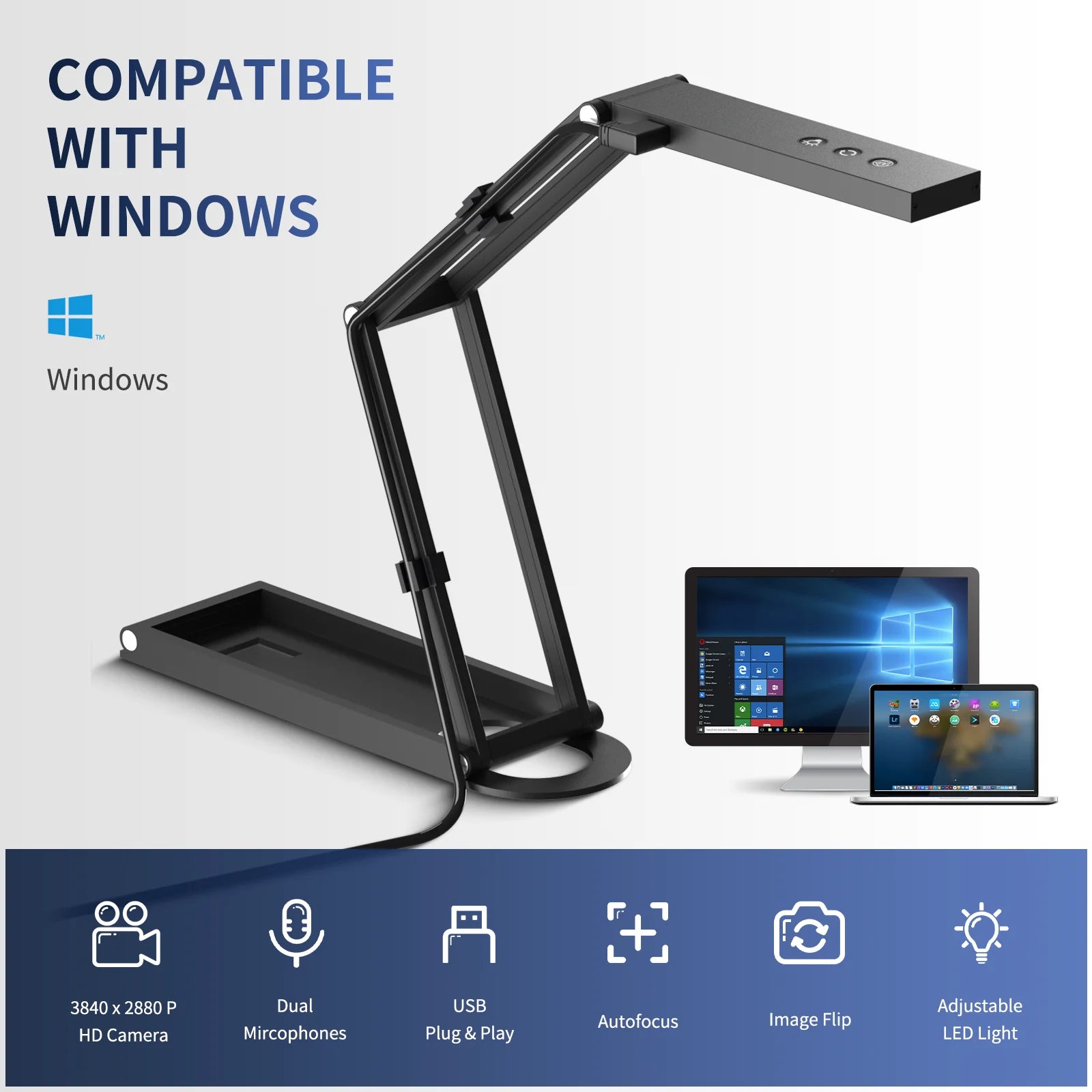 4K Dokumentenscanner & Webcam mit Mikrofon