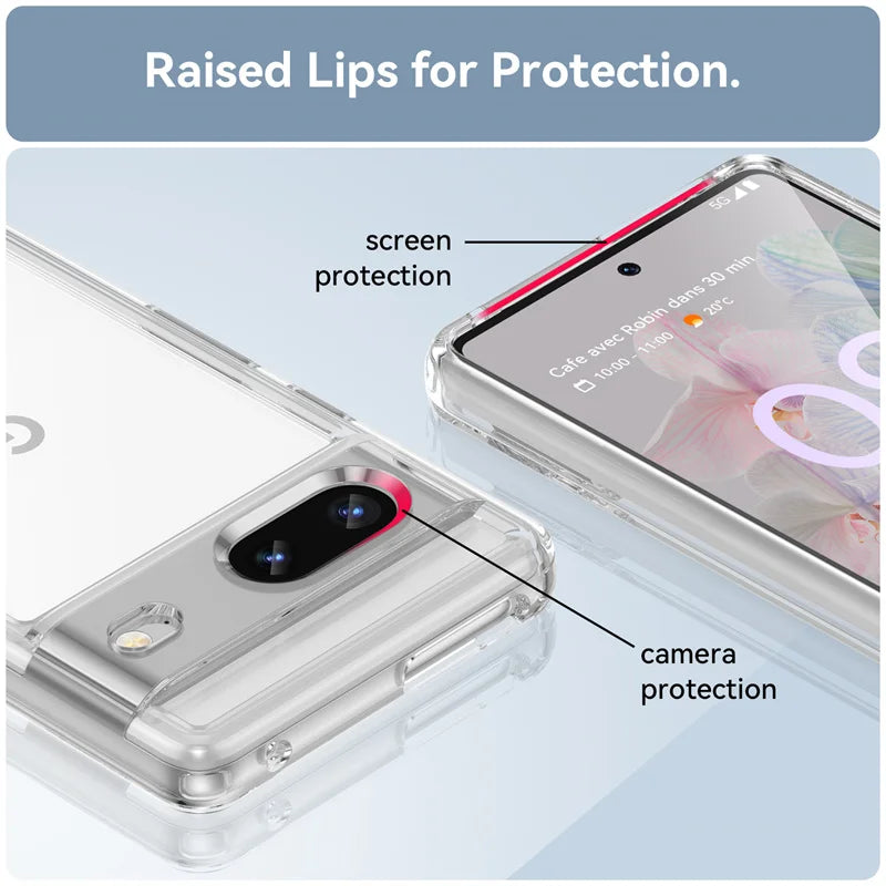 Klar transparente Pixel 7 Hülle mehrfarbig