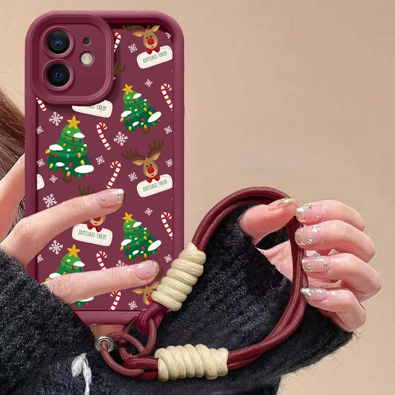 Cute Christmas phone case with red chain for Pixel