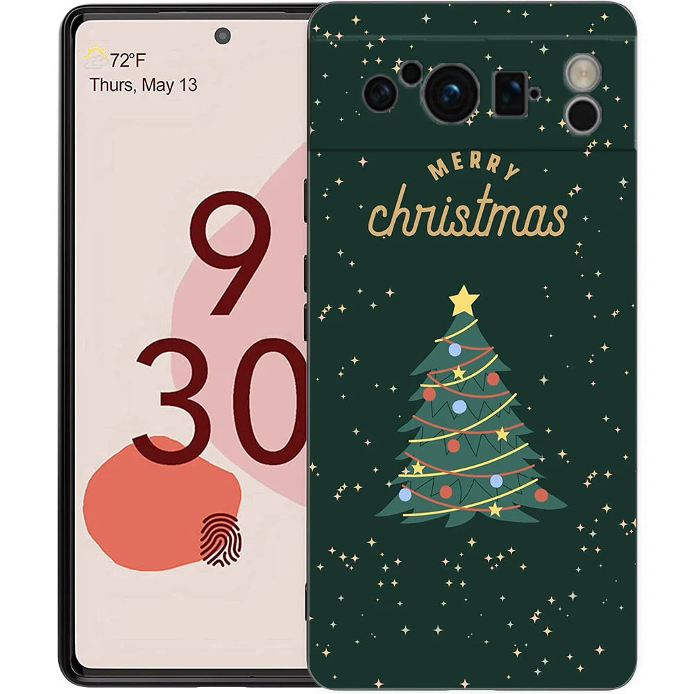 Stylish Merry Christmas TPU case for Google Pixel 9 Pro XL, half-wrapped, 360-degree protection, shockproof, scratch-resistant, non-slip, cartoon animal anime design