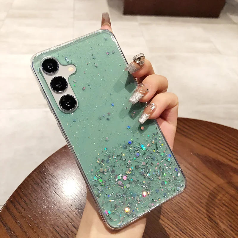 Glitzer Soft Silikon Clear Hülle für Samsung S25 Ultra