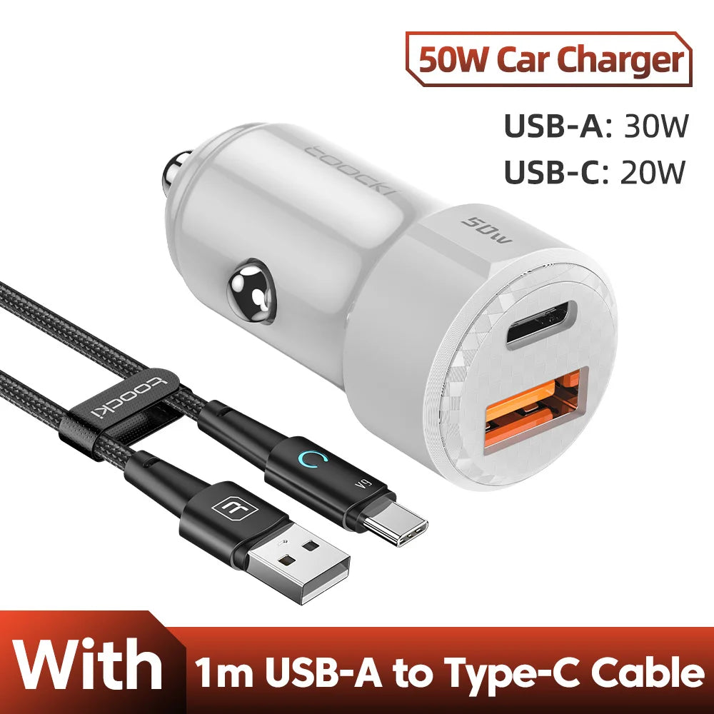 Toocki 50W USB-C Autoladegerät PD QC 3.0 Mini