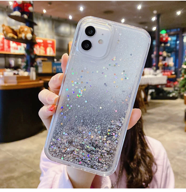 Helles Silber Gold Treibsand Hülle für iPhone 17 Pro