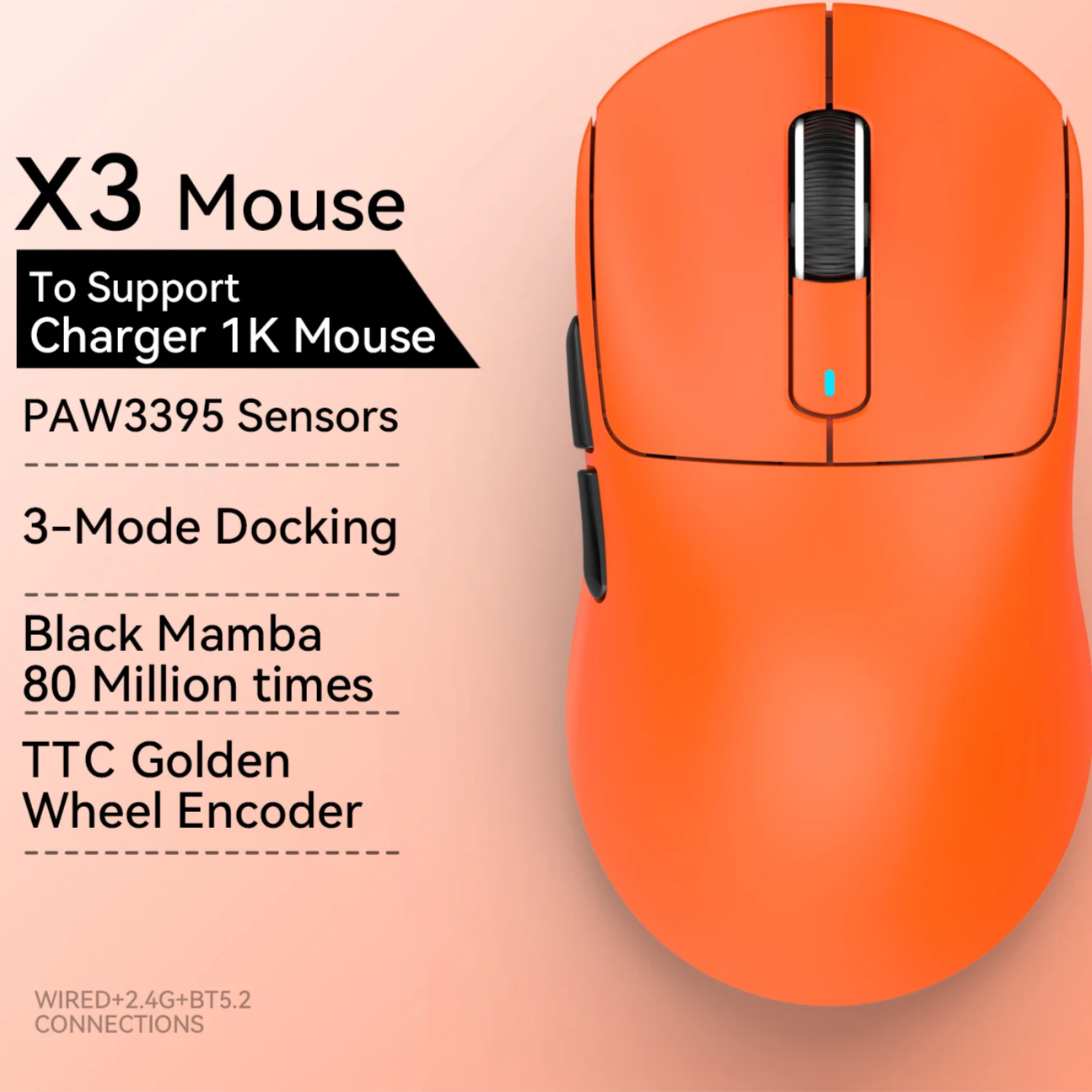 Tri-Mode Gaming-Maus 26K DPI mit PAW3395 Sensor