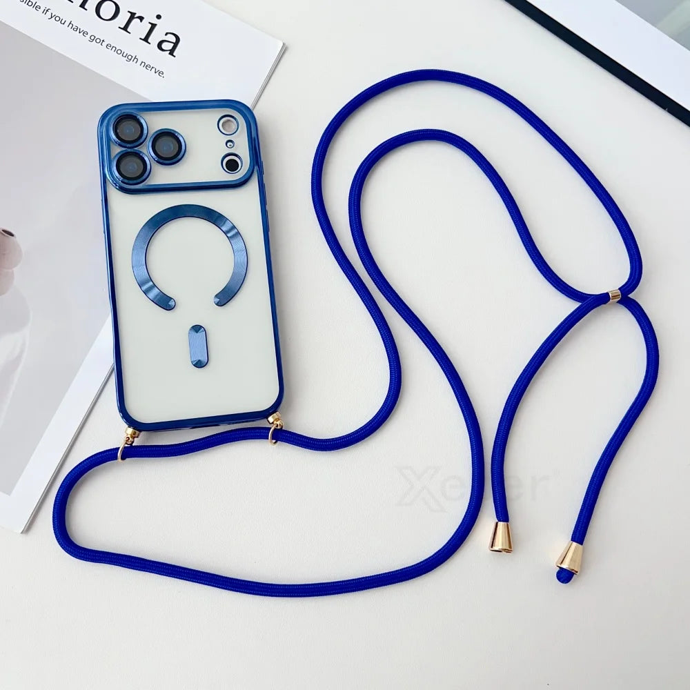 iPhone Hülle mit Magnet & Band – Transparent & Soft