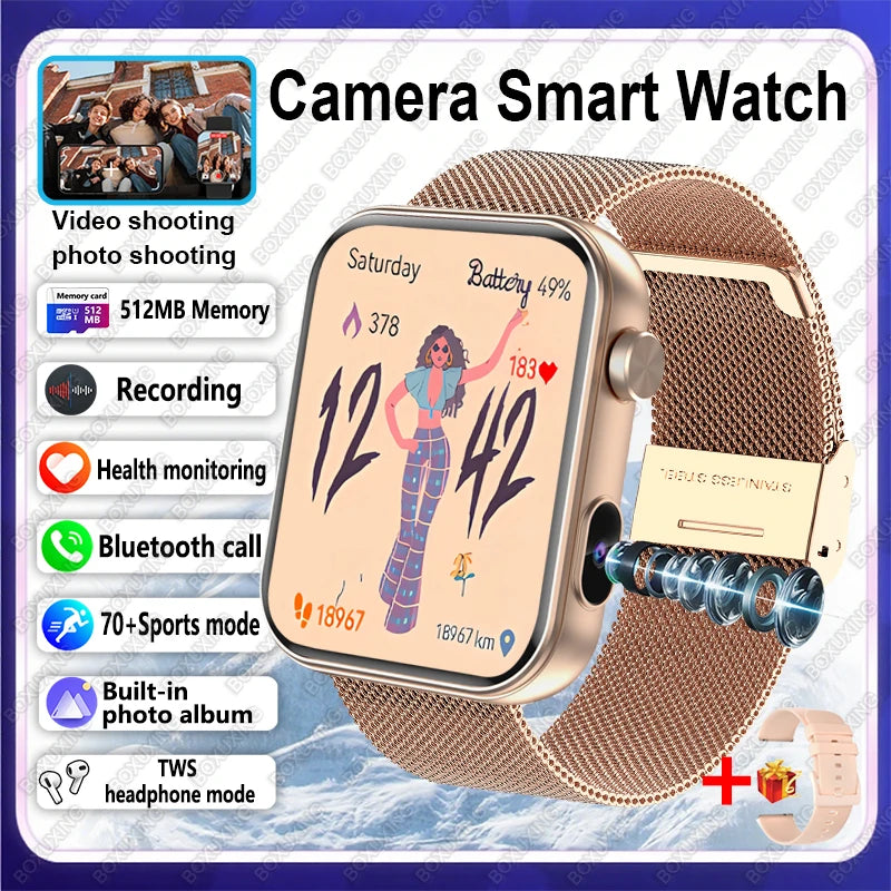 Smartwatch 2025 mit Kamera, Fitness & Anruf-Funktion