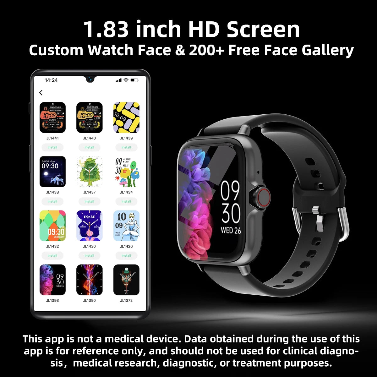 1,83'' Smartwatch mit Anruf, Schlaf & Sport für iPhone