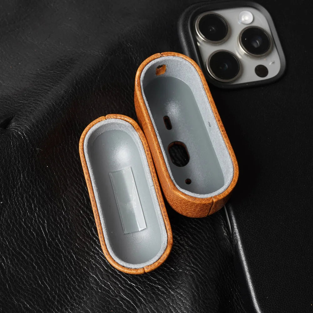 Echtleder‑Schutzhülle für AirPods Pro 3 mit Litschi‑Muster