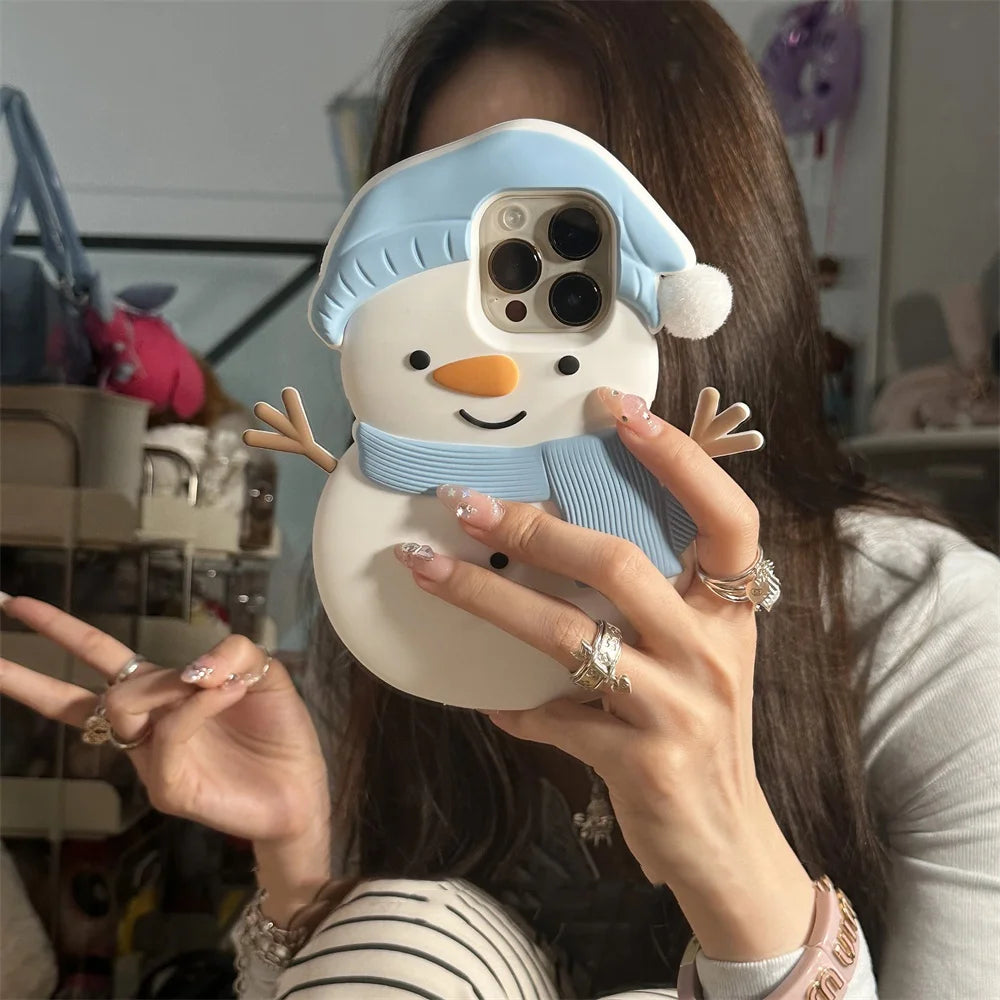 3D Snowman Silicone Case for iPhone 16