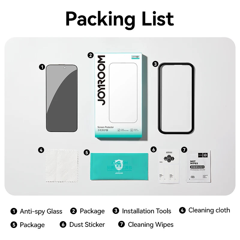 Anti-spy tempered glass screen protector for iPhone 17 series