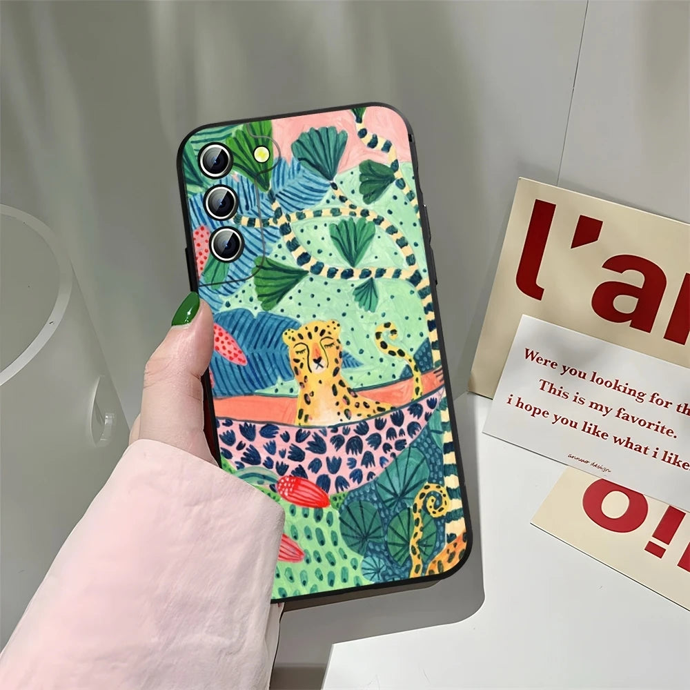 Abstrakte Tiger Mädchen Hülle für Samsung Galaxy